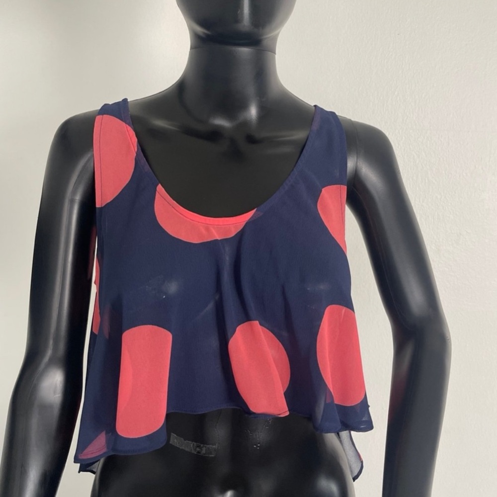 Navy/Coral Sheer Tank Top